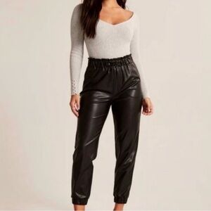 Abercrombie & Fitch Black Faux Leather Joggers